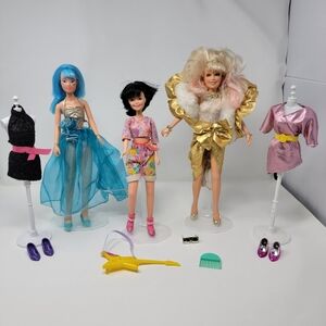 VINTAGE 80s Hasbro JEM AND THE HOLOGRAMS Collection: 3 Dolls + Accessories Lot